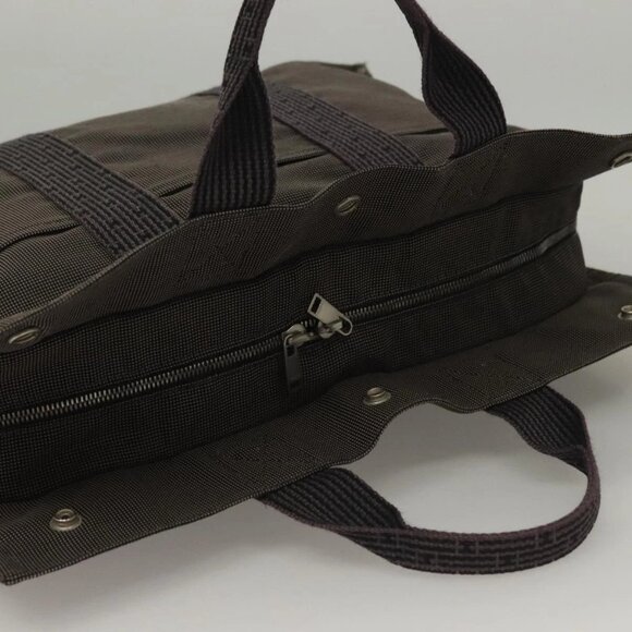 HERMES Her Line MM Hand Bag Canvas Gray Auth - Picture 4 of 15